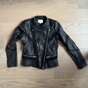IRO Inaya Black Leather Biker Jacket sz 40 (M)
